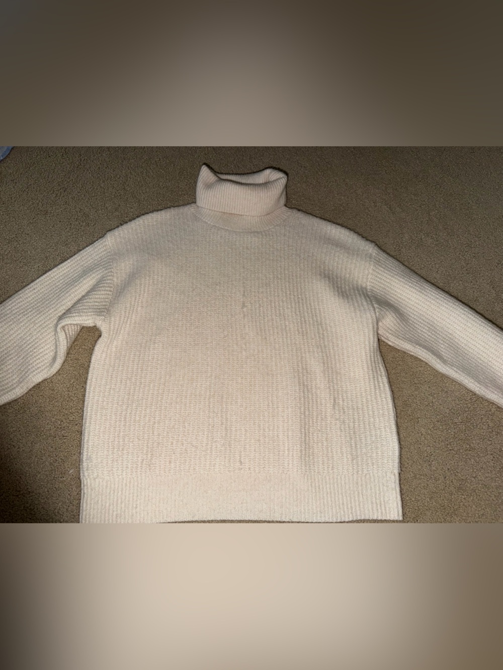 Zara Cream Ribbed Turtleneck Sweater